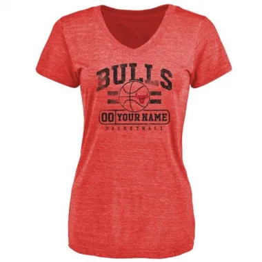 Red Women's Custom Chicago Bulls Baseline T-Shirt