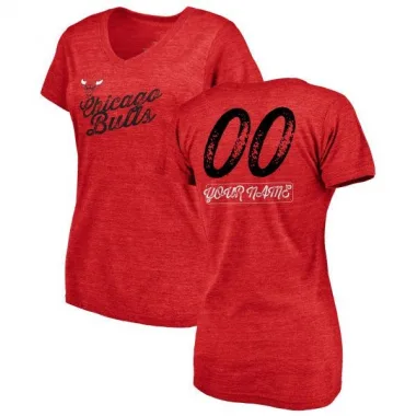 Red Women's Custom Chicago Bulls Sideline V-Neck T-Shirt